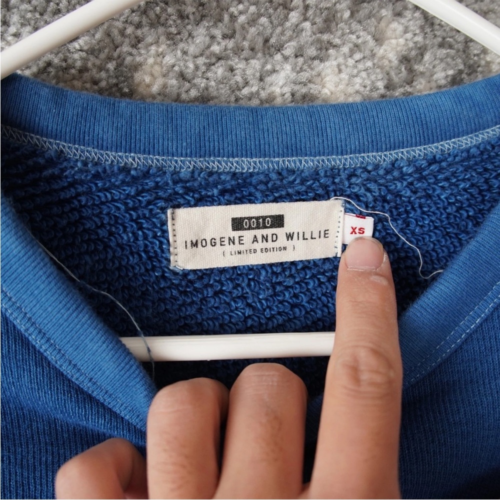 Imogene + Willie Indigo Sweatshirt Fleece Sz XS Limited Edition Blue 0010 - Picture 6 of 14